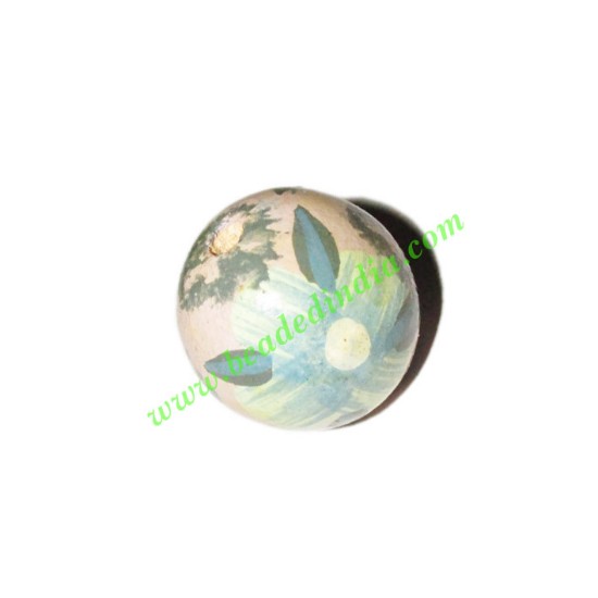 Picture of Wooden Painted Beads, Fancy Design Hand-painted beads, size 20mm, weight approx 2.95 grams