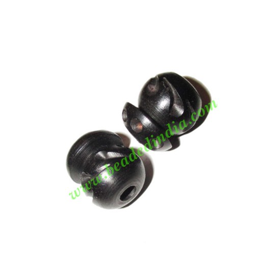 Picture of Wooden Ebony Beads, color black, size 14x16mm, weight approx 2.35 grams