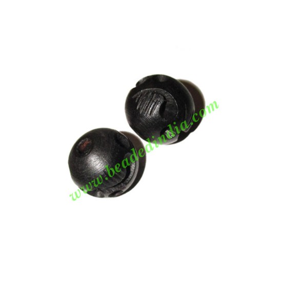 Picture of Wooden Ebony Beads, color black, size 15mm, weight approx 2.12 grams