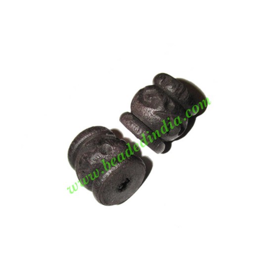 Picture of Wooden Ebony Beads, color black, size 14x15mm, weight approx 3.34 grams