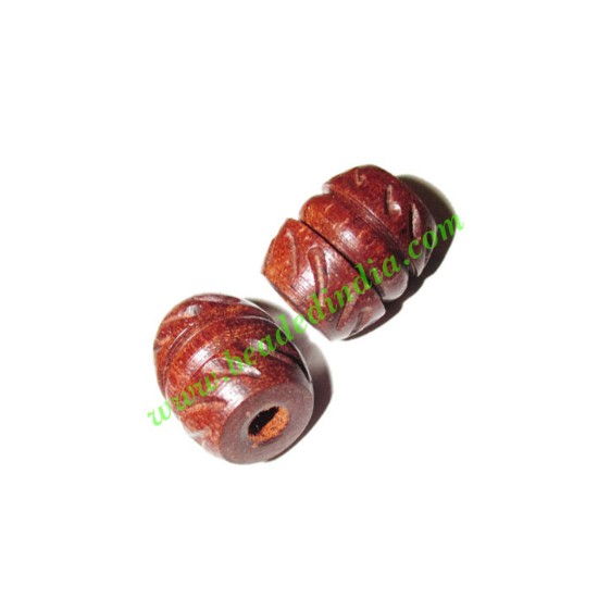 Picture of Rosewood Beads, Handcrafted designs, size 12x14mm, weight approx 1.52 grams