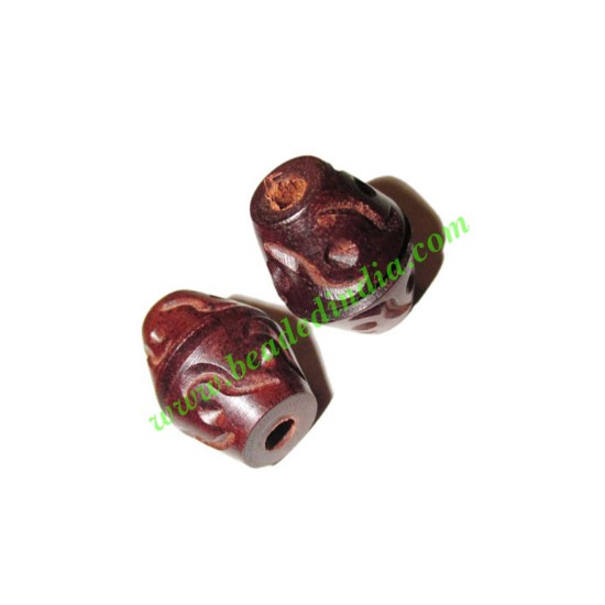 Picture of Rosewood Beads, Handcrafted designs, size 13x18mm, weight approx 2.15 grams