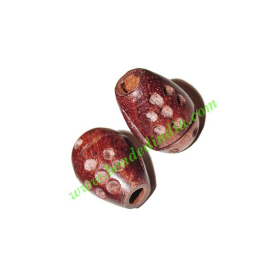 Picture of Rosewood Beads, Handcrafted designs, size 13x19mm, weight approx 2.32 grams