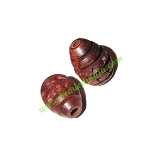 Picture of Rosewood Beads, Handcrafted designs, size 14x20mm, weight approx 2.02 grams