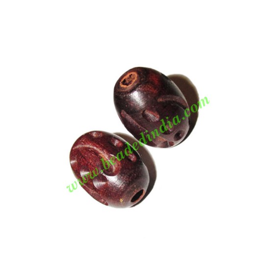 Picture of Rosewood Beads, Handcrafted designs, size 13x18mm, weight approx 2.26 grams