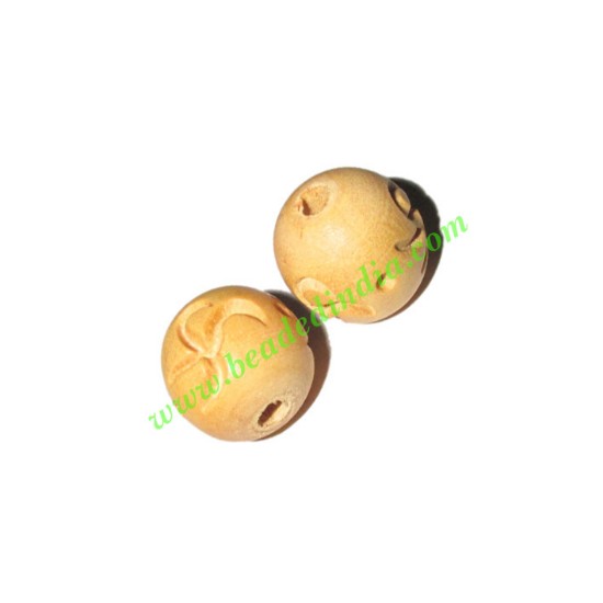 Picture of Natural Color Wooden Beads, size 15mm, weight approx 1.24 grams