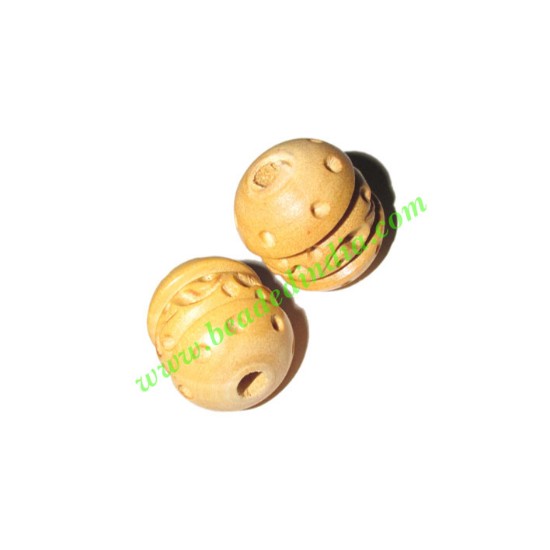 Picture of Natural Color Wooden Beads, size 16x17mm, weight approx 1.7 grams