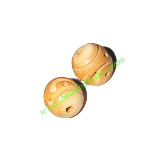 Picture of Natural Color Wooden Beads, size 19x20mm, weight approx 2.4 grams