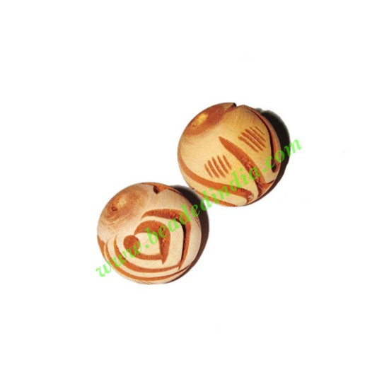 Picture of Wooden Carved Beads, size 22mm, weight approx 3.95 grams