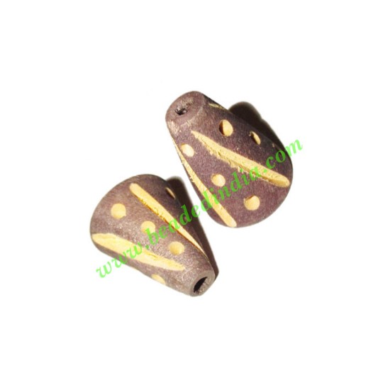 Picture of Wooden Carved Beads, size 16x21mm, weight approx 1.54 grams