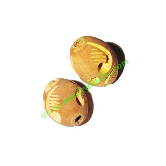 Picture of Wooden Carved Beads, size 15x22mm, weight approx 1.8 grams