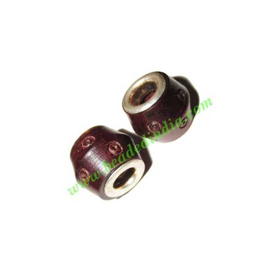 Picture of Handmade Fancy Wooden Beads, size 12x13mm, weight approx 1.34 grams