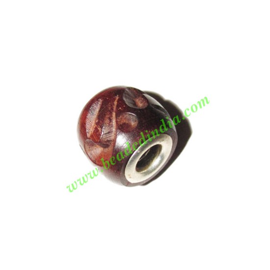 Picture of Handmade Fancy Wooden Beads, size 12x14mm, weight approx 1.84 grams