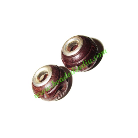 Picture of Handmade Fancy Wooden Beads, size 11x14mm, weight approx 1.71 grams