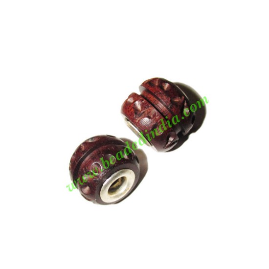 Picture of Handmade Fancy Wooden Beads, size 13x15mm, weight approx 2.06 grams