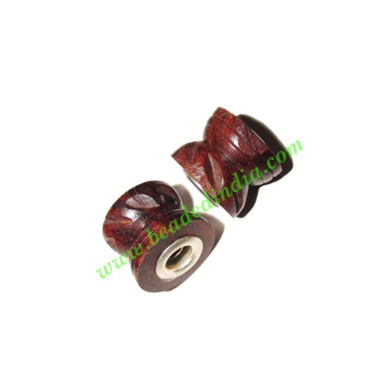 Picture of Handmade Fancy Wooden Beads, size 12x14mm, weight approx 1.86 grams