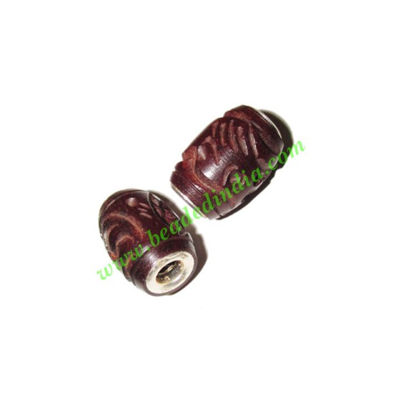 Picture of Handmade Fancy Wooden Beads, size 13x19mm, weight approx 2.56 grams