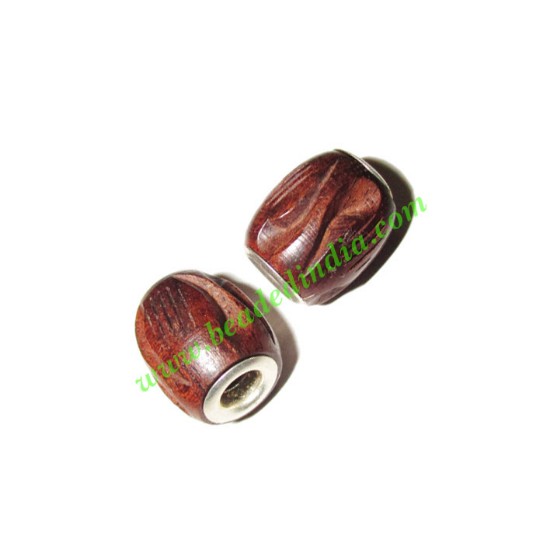 Picture of Handmade Fancy Wooden Beads, size 13x15mm, weight approx 1.82 grams