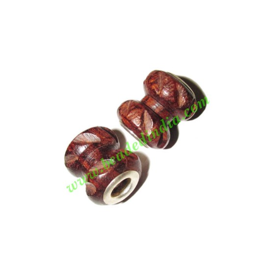 Picture of Handmade Fancy Wooden Beads, size 13x15mm, weight approx 1.48 grams