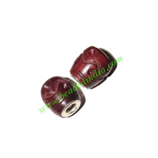 Picture of Handmade Fancy Wooden Beads, size 13x15mm, weight approx 2.14 grams