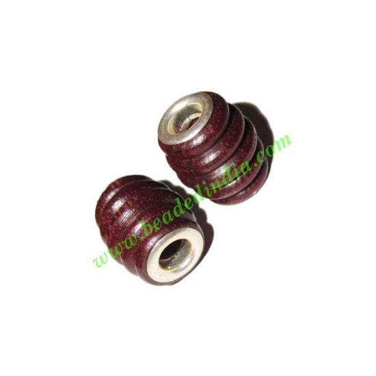 Picture of Handmade Fancy Wooden Beads, size 13x15mm, weight approx 1.55 grams