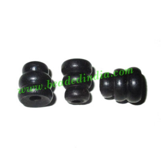 Picture of Ebony Black Wood Guru Beads Tube Carved, size 11x9mm, weight approx 0.5 grams