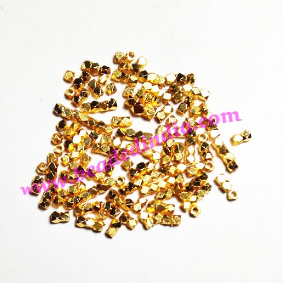 Picture of Solid brass metal gold plated beads, size: 3x3mm, weight: 0.97 grams.