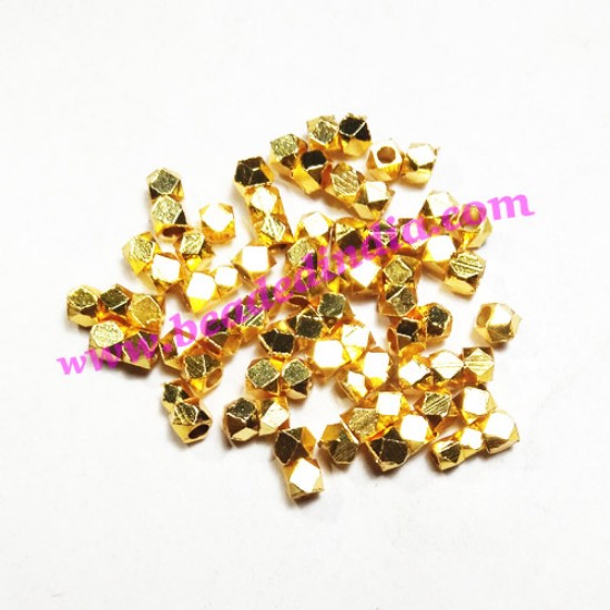 Picture of Solid brass metal gold plated beads, size: 2.5x5mm, weight: 2.26 grams.
