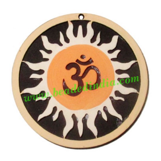 Picture of Handmade wooden om and sun pendants, size : 44x3mm