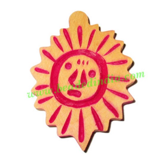 Picture of Handmade wooden sun pendants, size : 51x37x5mm