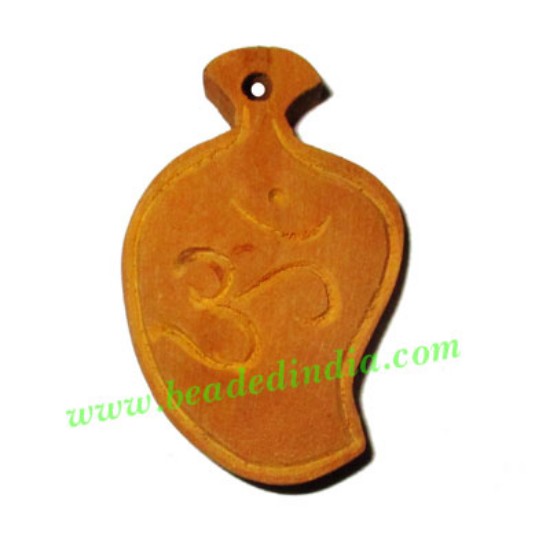 Picture of Handmade wooden om pendants, size : 43x28x7mm