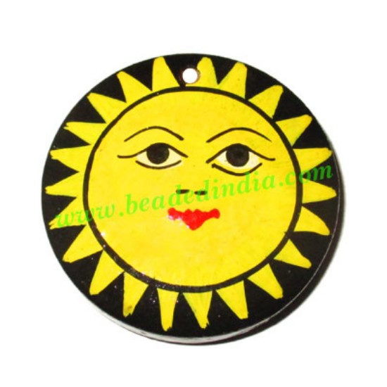 Picture of Handmade wooden sun pendants, size : 39x9mm