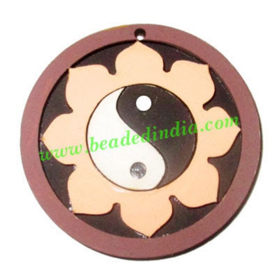 Picture of Handmade wooden yin yang (tai ji) pendants, size : 44x3mm