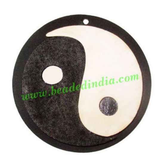 Picture of Handmade wooden yin yang (tai ji) pendants, size : 44x3mm