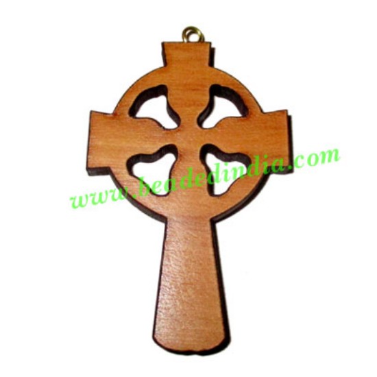 Picture of Handmade wooden celtic cross (christian) pendants, size : 45x29x4mm