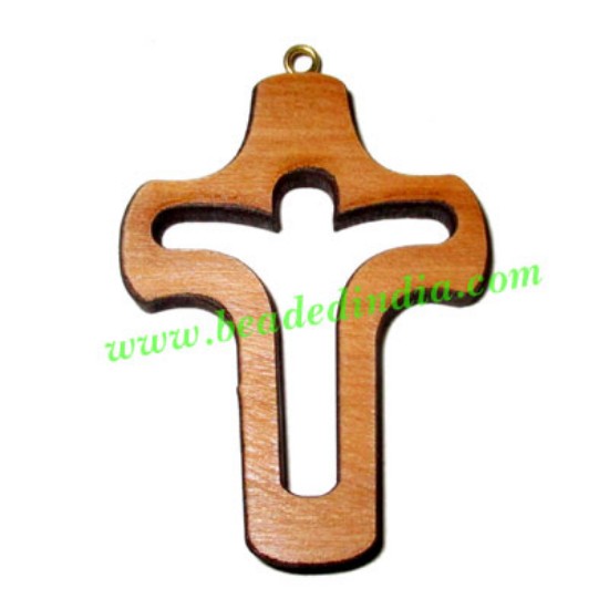 Picture of Handmade wooden cross (christian) pendants, size : 44x32x4mm