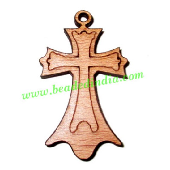 Picture of Handmade wooden cross (christian) pendants, size : 39x26x4mm