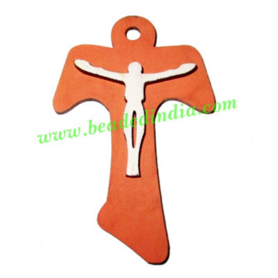 Picture of Handmade wooden cross (christian) pendants, size : 41x29x3mm