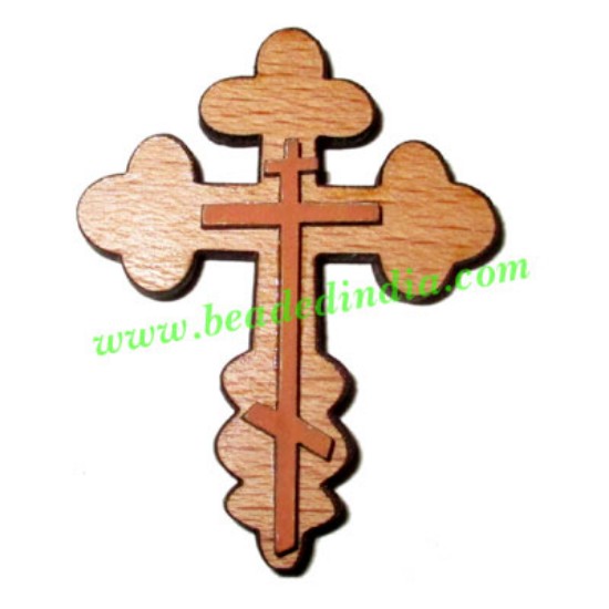 Picture of Handmade wooden cross (christian) pendants, size : 44x34x6mm