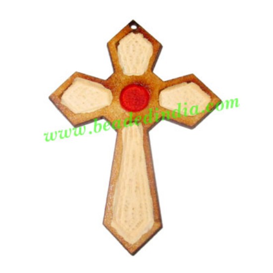 Picture of Handmade wooden cross (christian) pendants, size : 44x32x1.5mm