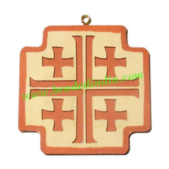 Picture of Handmade wooden cross (christian) pendants, size : 45x3mm