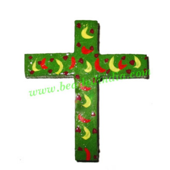 Picture of Handmade wooden cross (christian) pendants, size : 55x48x6mm