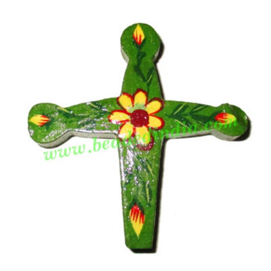 Picture of Handmade wooden cross (christian) pendants, size : 53x52x8mm