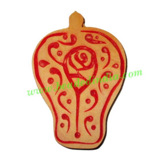 Picture of Handmade wooden fancy pendants, size : 60x41x5mm