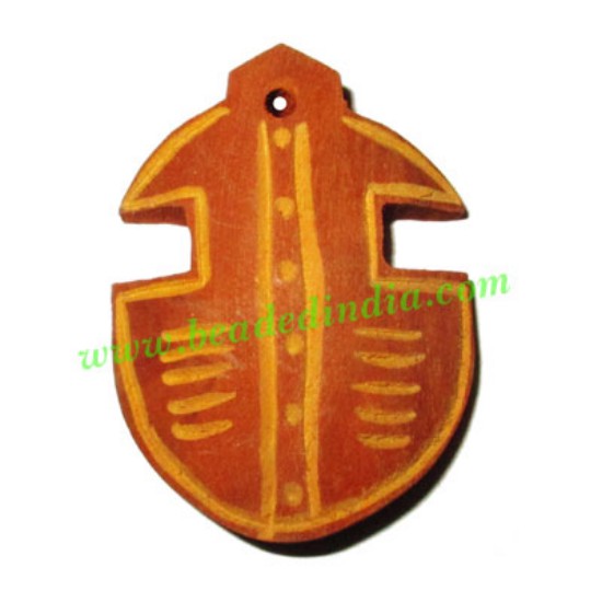 Picture of Handmade wooden fancy pendants, size : 45x33x9mm
