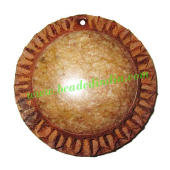 Picture of Handmade wooden fancy pendants, size : 43x11mm