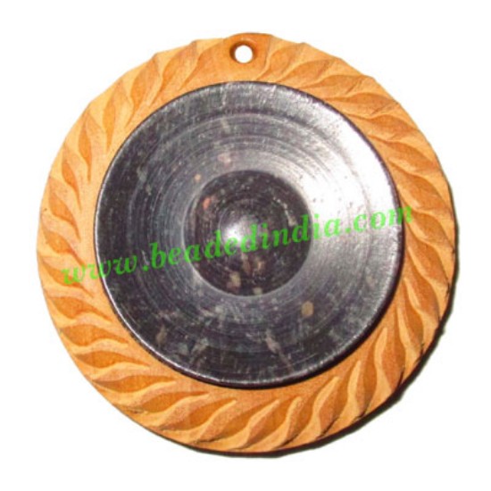 Picture of Handmade wooden fancy pendants, size : 44x9mm