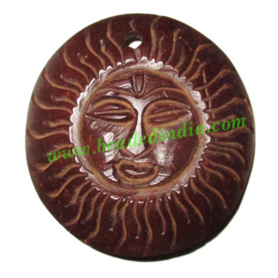 Picture of Handmade coconut shell wood Sun pendants, size : 50x3mm