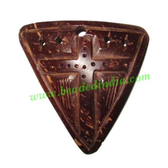 Picture of Handmade coconut shell wood Cross pendants, size : 47x49x3mm