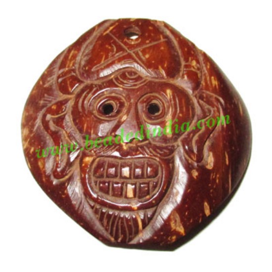 Picture of Handmade coconut shell wood Evil pendants, size : 52x3mm